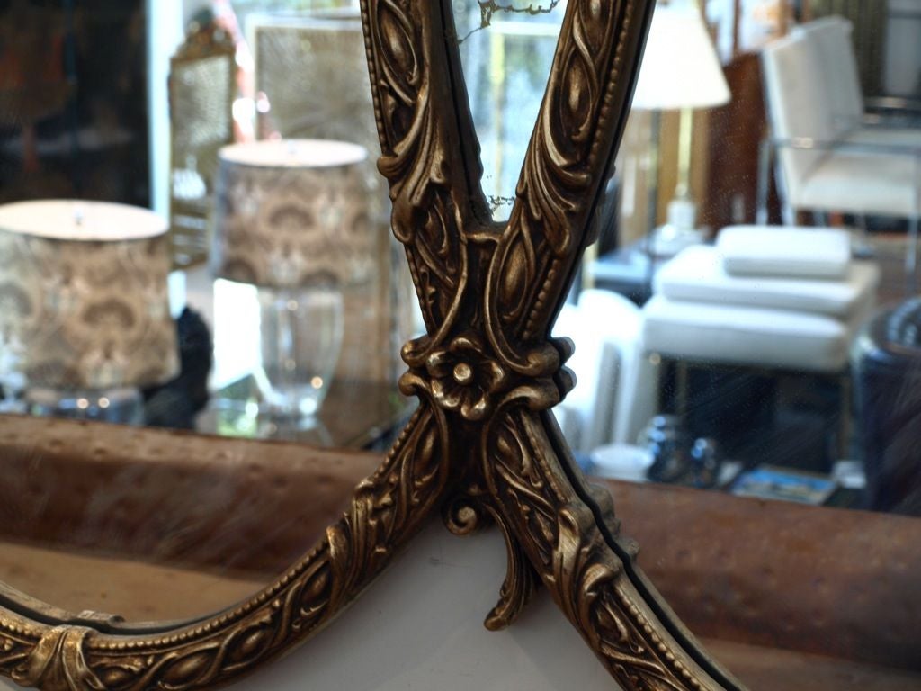 Antique French Style Triple Gold Wall Mirror 1