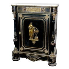 Rare decorated Nap III cabinet with white marble on top