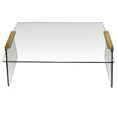 Custom glass and hand forged brass coffee table