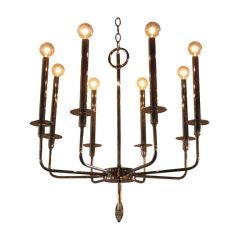 Vintage Eight-Light Nickel Plated Chandelier