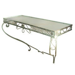 Antique 1900
s Italian Wrought Iron Wall Mount Console with Mirror Top