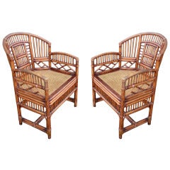 Vintage Pair Faux Bamboo Chinoiserie Pavilion Chairs