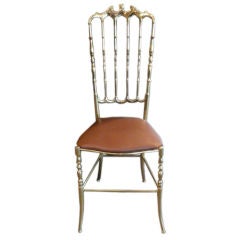 Pair Chiavari Brass Chair Vintage Italian High Back
