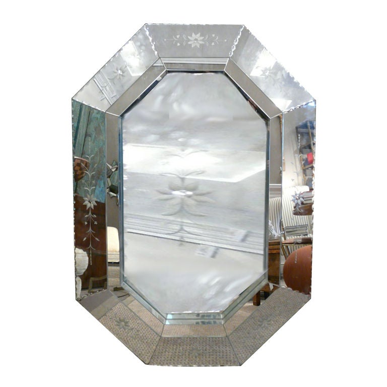 Octagonal Venetian Style Vintage Mirror