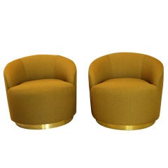 Mid Century Pair Tub/Barrel Chairs Milo Baughman Style
