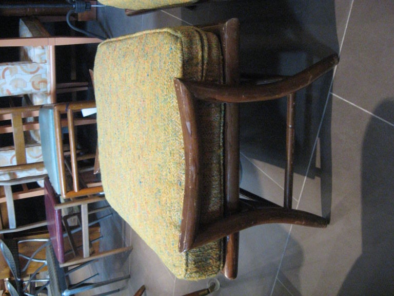 Mid-20th Century James Mont Style Bamboo Chair and Ottoman For Sale