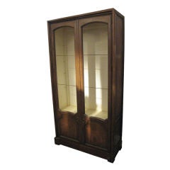 Baker Tall Blonde Wood Cabinet with Wire Screens for Display