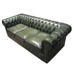 Green Leather Chesterfield Sofa