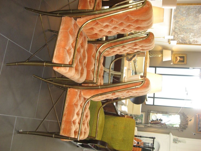 Set of 8 Orange Velvet Upholstered Chairs In Good Condition In Los Angeles, CA