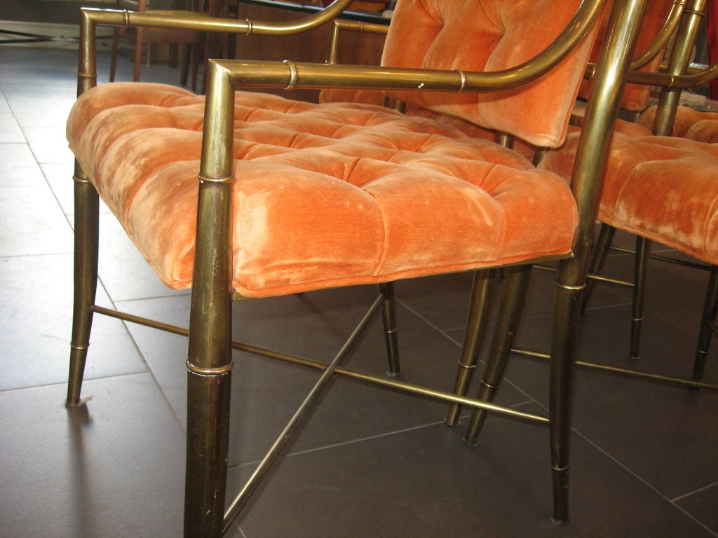 Set of 8 Orange Velvet Upholstered Chairs 2