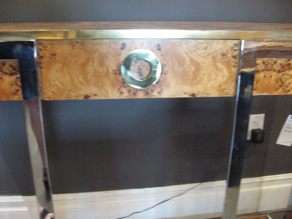 Milo Baughman Burlwood Console/Bar with drawer