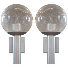 Pair of Clear Bubble Glass Globe Sconces