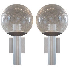 Pair of Clear Bubble Glass Globe Sconces