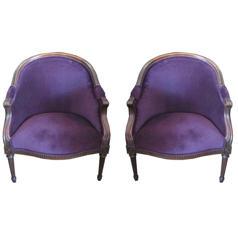 Pair of Beautiful Purple Velvet Armchairs