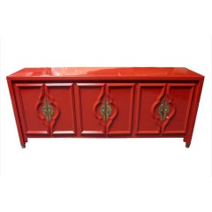 Mid Century Sideboard in Red Lacquer