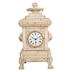 Rare Early 19th Century Dieppe Carved Mantle Clock