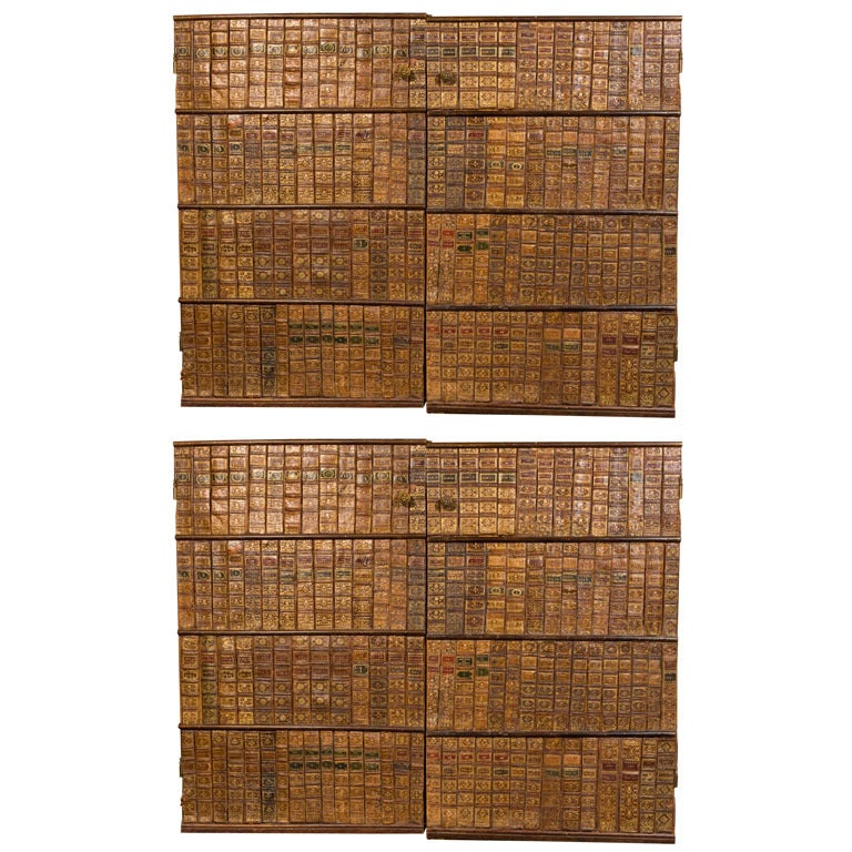 Early 18th century leather book binding panels For Sale