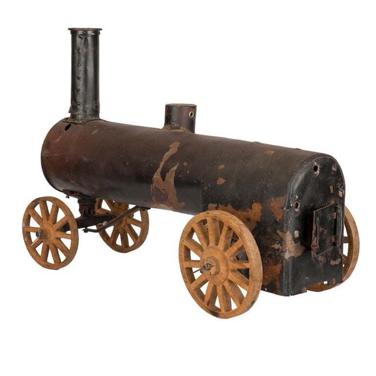 Early 20th Century Substantial 1930s American Folk Art Steam Train Model For Sale