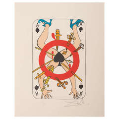 Vintage Salvador Dali 'Ace of Spades' Lithograph Edition of 150