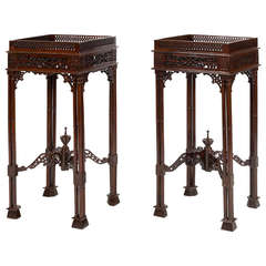 Antique Pair of Chinese Chippendale Style Side Tables