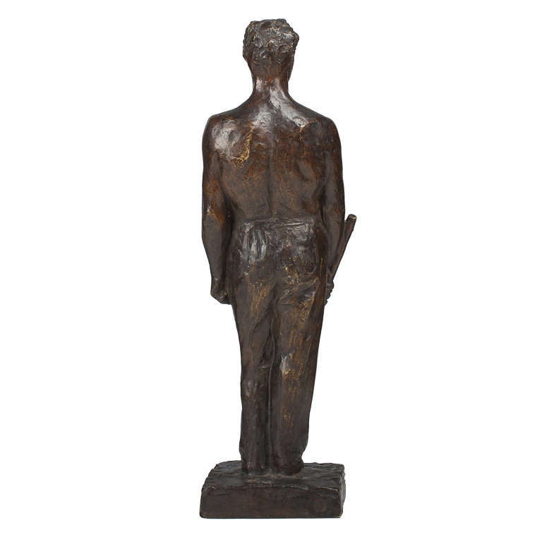 French 1930s Bronze of Man by Maurice Delannoy