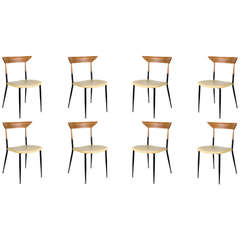 Rare Set of Eight Mid-Century Chairs in the Style of Gio Ponti