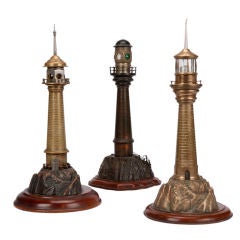 19th Century Bronze Light House Models