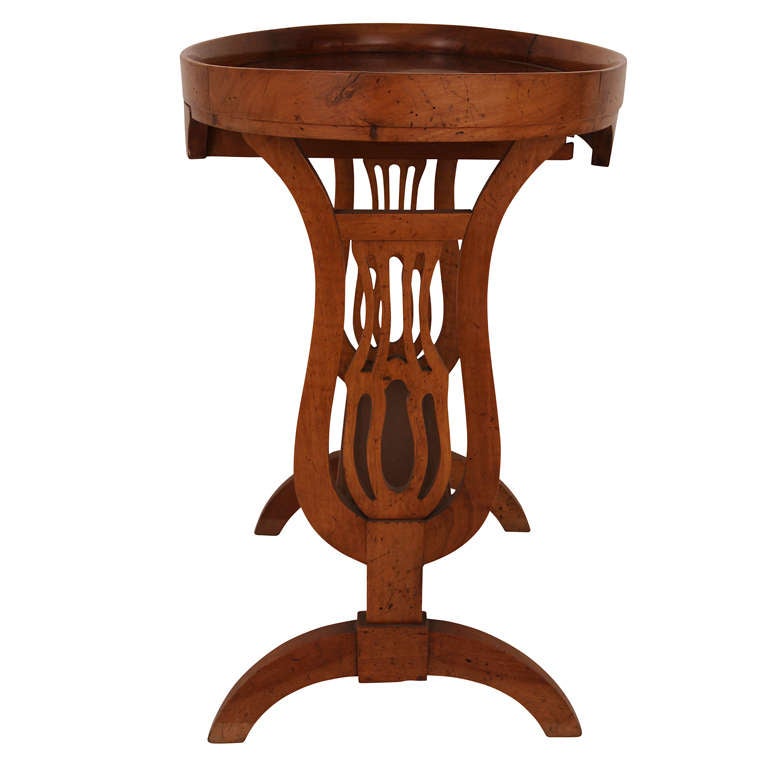 Pair of Biedermeier Lyre Form Side Tables In Good Condition For Sale In Toronto, ON