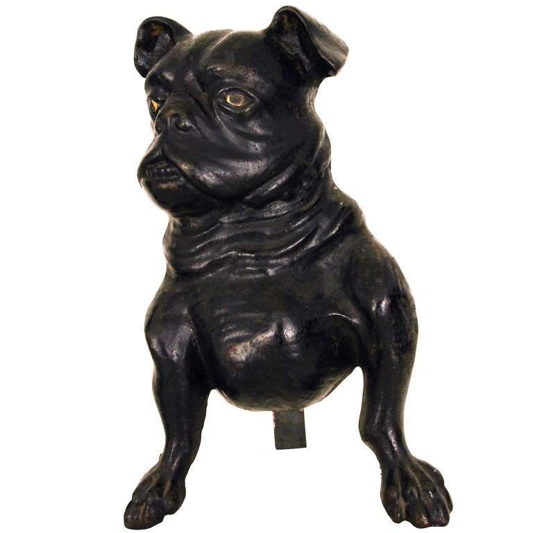 American Rare 19th Century French Bulldog Andirons 