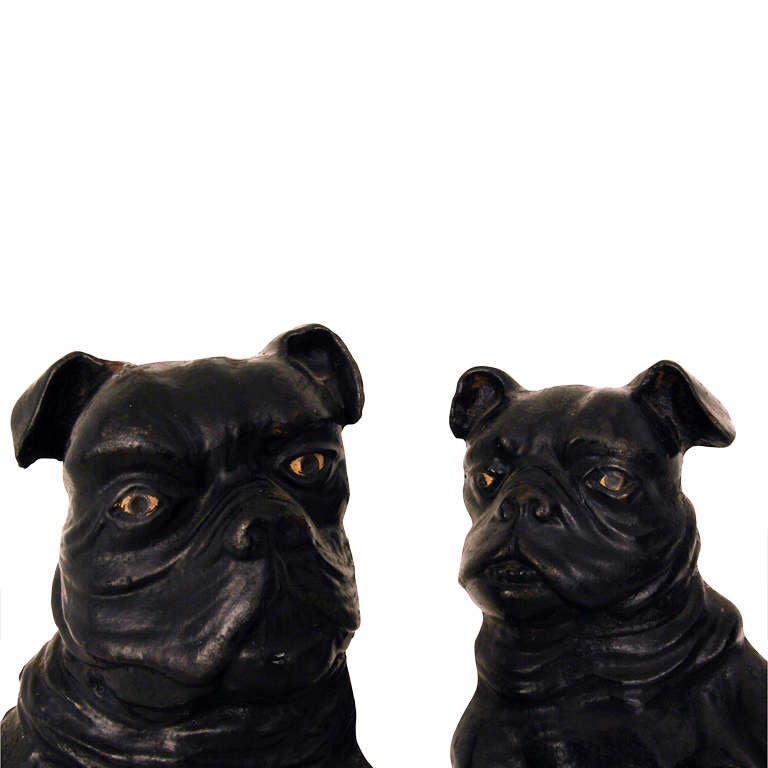 Rare 19th Century French Bulldog Andirons  In Excellent Condition In Toronto, ON