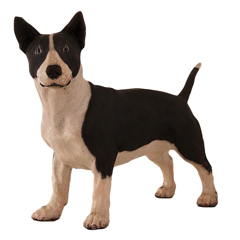 French Turn of the Century Raku Bull Terrier For Sale