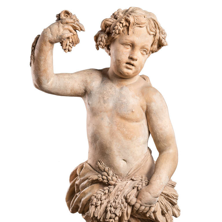 18th Century French Neoclassical Terra Cotta Four Seasons Putti In Excellent Condition For Sale In Toronto, ON