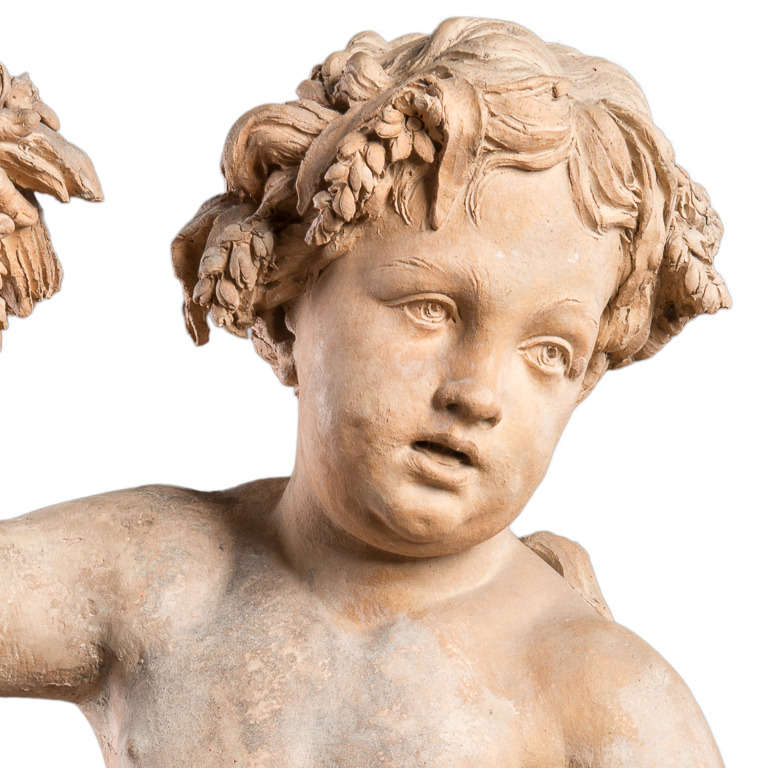 18th Century and Earlier 18th Century French Neoclassical Terra Cotta Four Seasons Putti For Sale