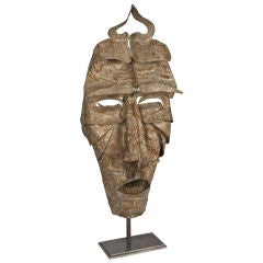 Mounted Sculptural Metal Mask