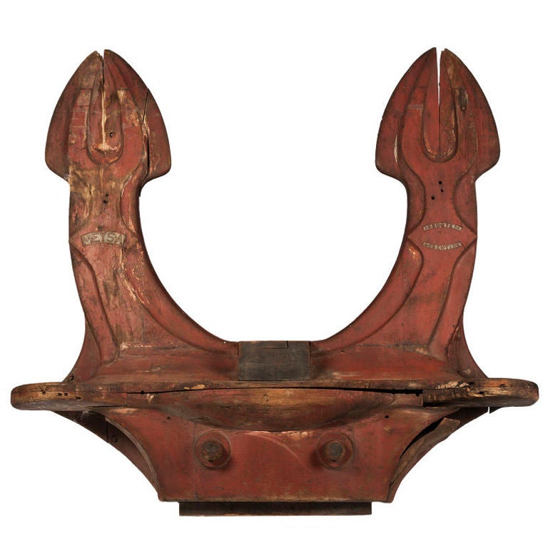 Rare 19th century carved mold for an anchor For Sale