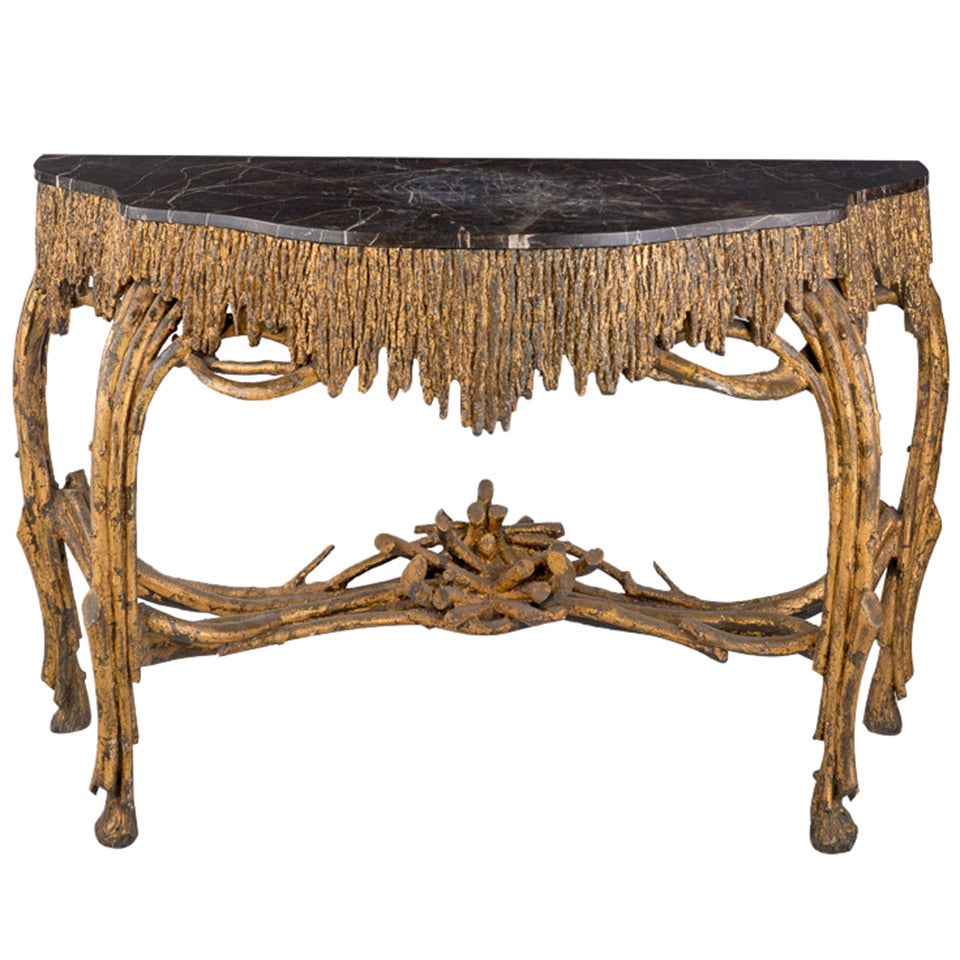 19th Century Continental Faux Bois Console Table