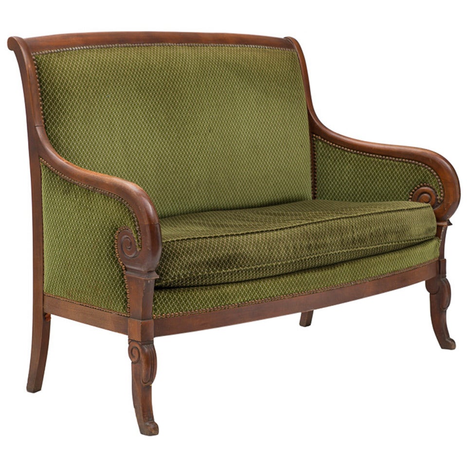 French Empire Mahogany Settee For Sale