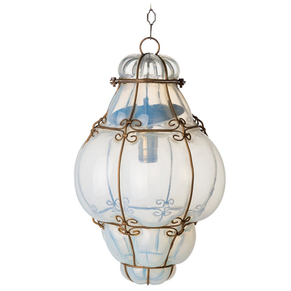 Lampe à suspension Seguso en verre de Murano soufflé à la main