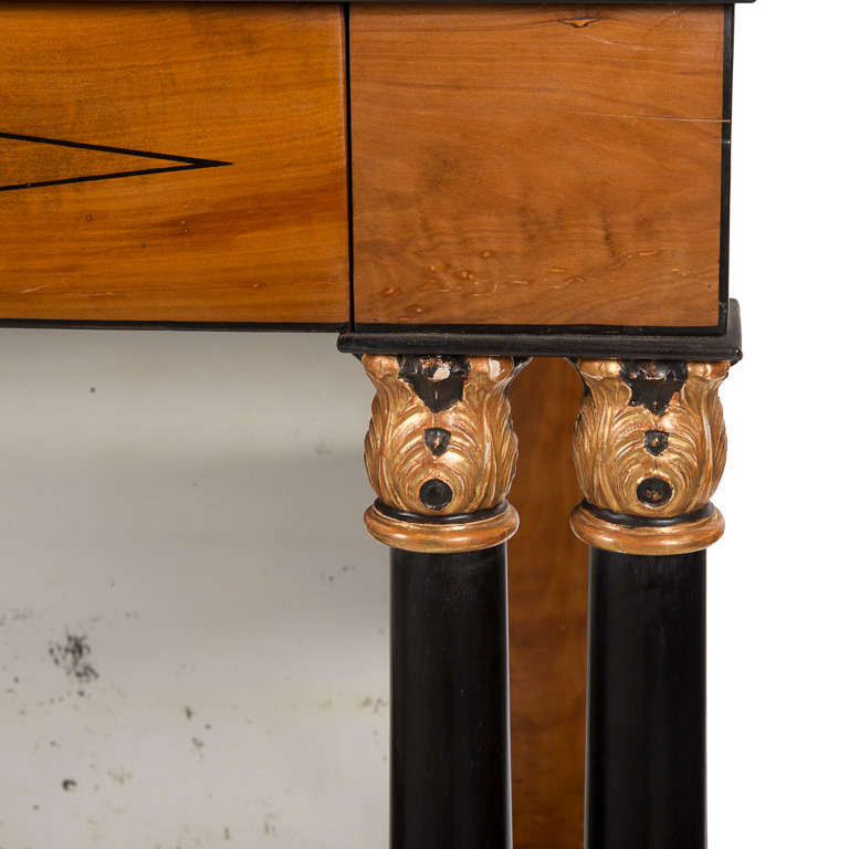 Period French Empire Cherry Console with Black Fossil Marble Top