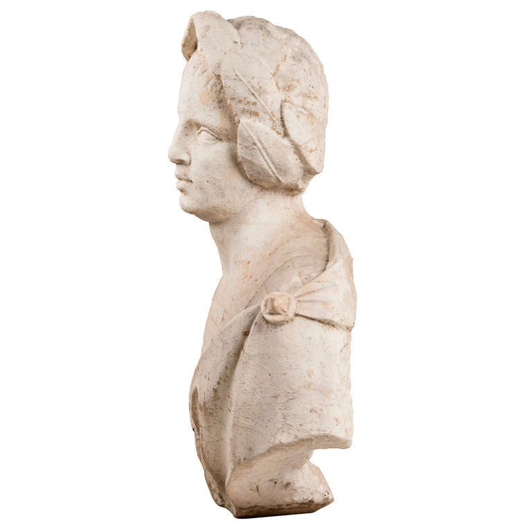 Italian Renaissance Bust of Figure in Roman Garb For Sale
