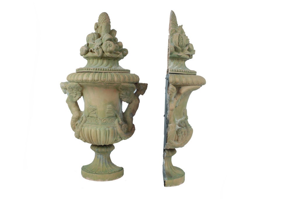 20th Century Grand scale terra cotta finials For Sale