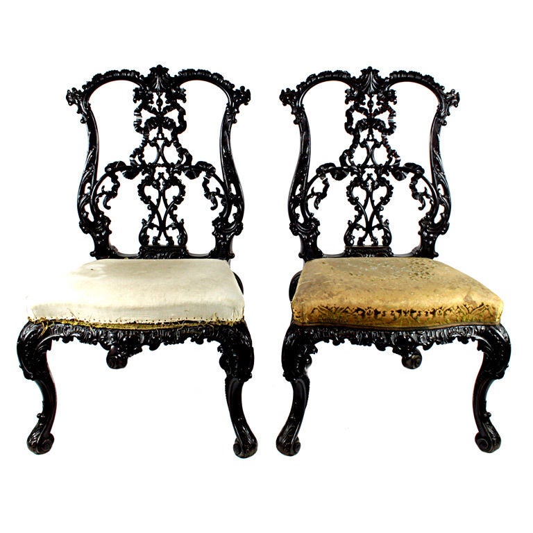 Superb Pair of High Style Irish Hall Chairs For Sale