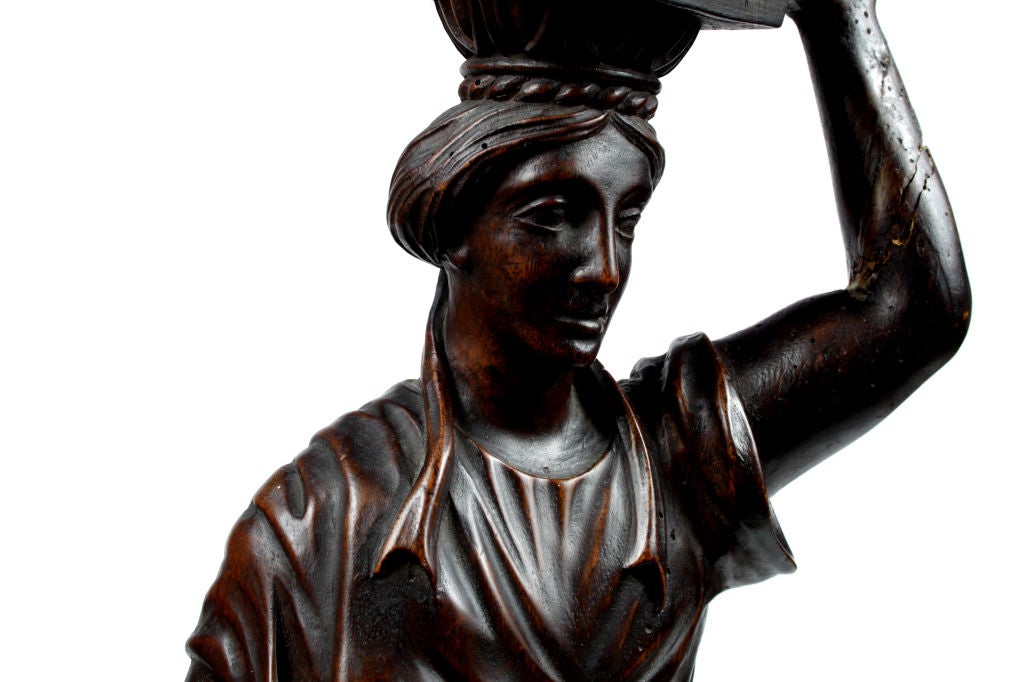 Fine Quality Pair Of Carved Classical Figures