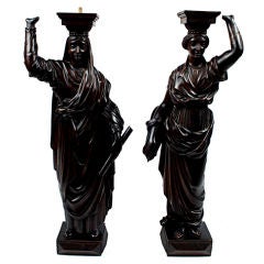 Fine Quality Pair Of Carved Classical Figures