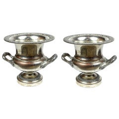 Antique Pr. Silverplate Wine Urns
