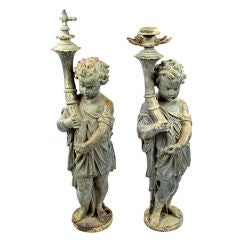 Pr.19th Century Cast Iron Figural fountains