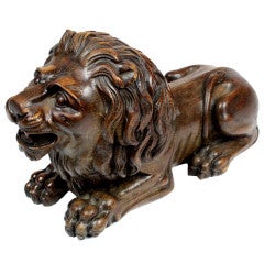 19th Century Figural Carved Oak Lion
