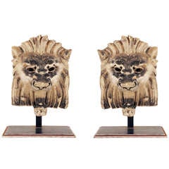 Pair of early 19th Century Architectural Terra Cotta Lion Faces