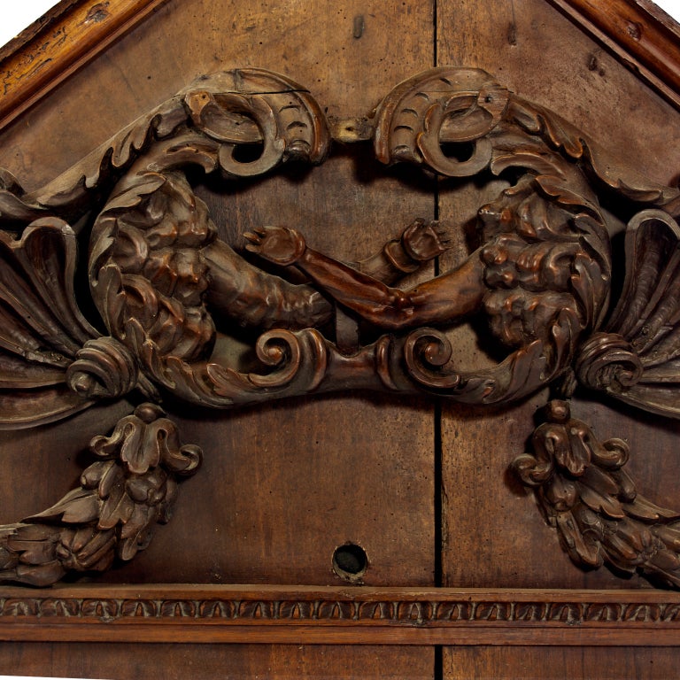 Period Baroque architectural carved walnut panel . Original surface patina.