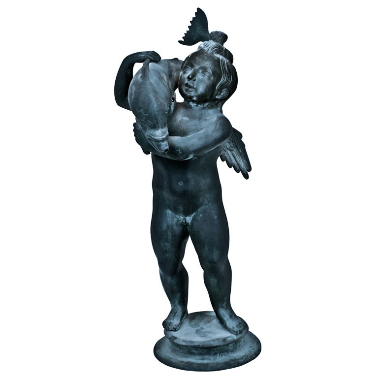 19th Century Bronze Fountain Figure For Sale